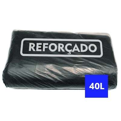 Saco para Lixo Preto Reforçado 40 Litros - 100 uni.