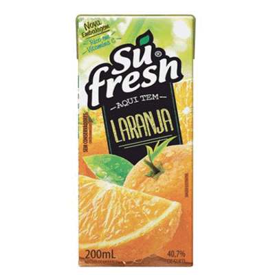 Suco sabor Laranja Sufresh 200ml Caixa com 27 unidades