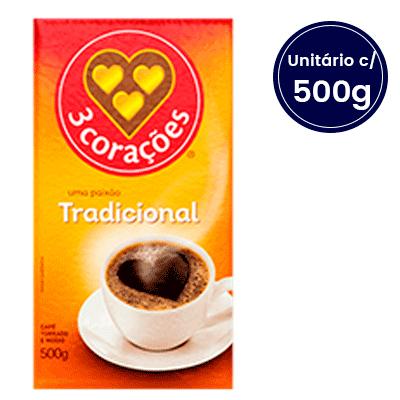 Café Tradicional 3 Corações a Vácuo 500g